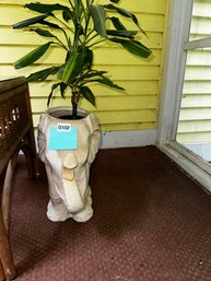 102 - CERAMIC ELEPHANT PLANTER - HAS A FIXED CRACK - SEE PICS