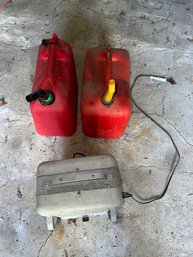 HEATER AND TWO GAS CANS