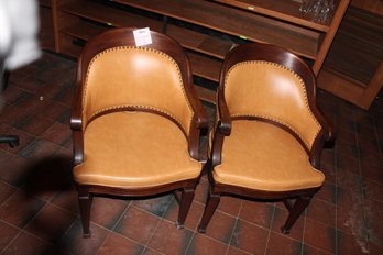 409 ~ PAIR VINTAGE LEATHER CHAIRS