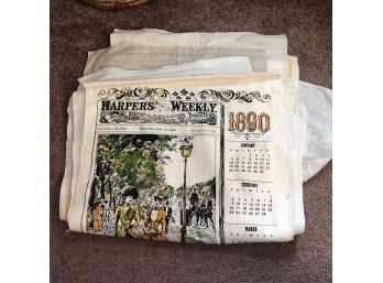 Lot Of 17 Vintage Calendar Dish Towels