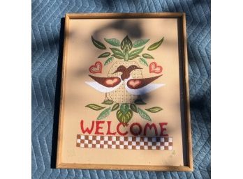 Handmade Needlepoint Welcome Sign