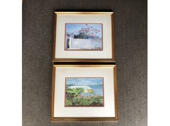 Pair Of Signed Framed Watercolors