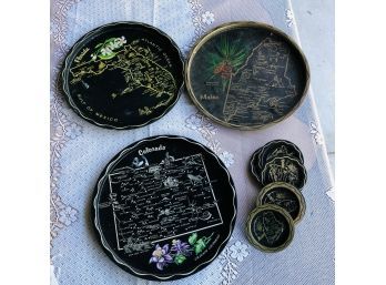 Vintage Souvenir Trays And Coasters