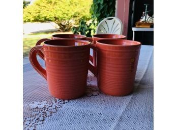 Set Of Four Salmon Pink Mugs