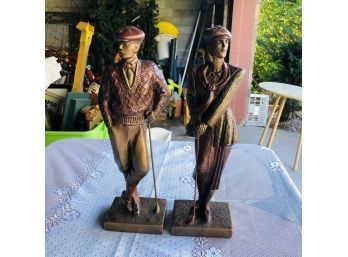 Austin Sculpture Pair Of Golfer Figures 17'