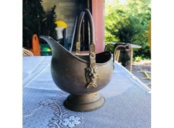 Vintage Copper Coal Bucket With Lion's Head