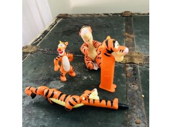 Disney Tigger Pez Dispenser, Pen Case And Figures