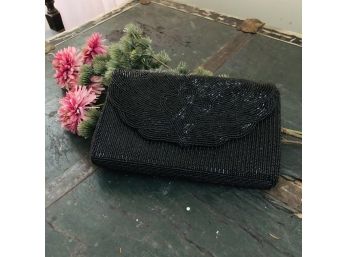 Lisa Loren Hand Beaded Black Clutch