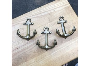 Set Of Three Metal Anchor Hooks