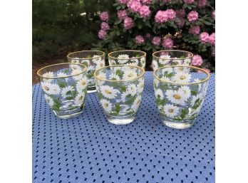 Set Of 6 Vintage Daisy Tumblers