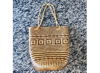 Straw/Wicker Bag - Two Tone Brown/Tan