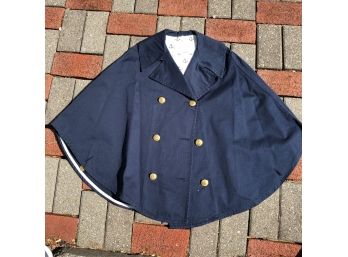 Fidelity By Gerald & Stewart Cotton Canvas Pea Coat Style Cape Navy