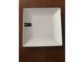 Rochelle Ceramic Square Serving Tray In White