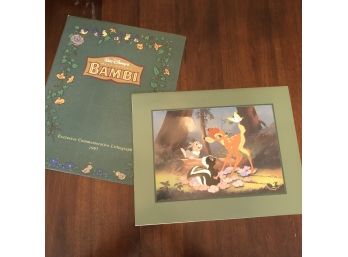 Disney Store Bambi Lithograph Print 11'X14'