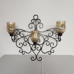 Three Candleholder  Metal Wall Sconce