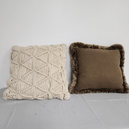 Throw Pillow Lot Cream & Brown