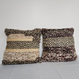 Pair Of Aztec Design Throw Pillows