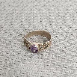 Sterling Silver Ring With Ametyst Stone Size 6