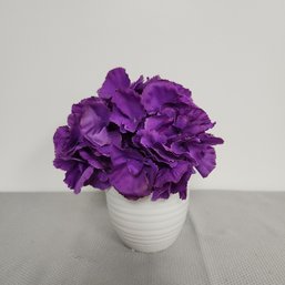 Purple Floral In White Vase