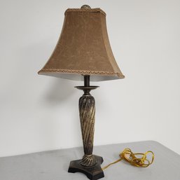 Brown Swirl Lamp With Velvet Shade