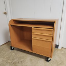 Light Wood Rolling Desk With 3 Drawer