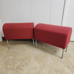 Pair Of Coral Metal & Fabric Stool