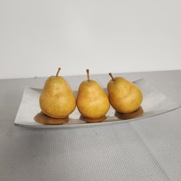 Silver Tray With 3 Yellow Pears