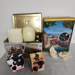 Decorative Tin & Candle Lot