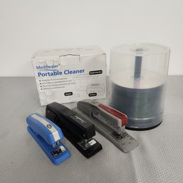 Medihealer Cleaner, 3 Staplers & Blank CD Lot