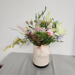 White Vase With Artificial Flowers