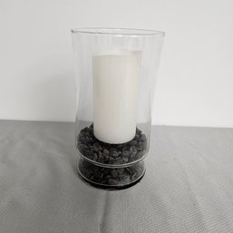 Candle Holder And Candle With Black Stones