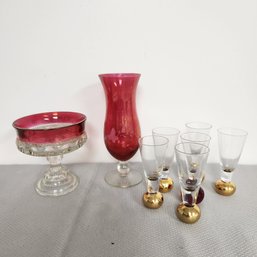 Cranberry Glass Entertainment Lot