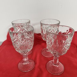 Vintage Set Of 4 Libbey Hobstar Water Goblets