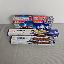 Electrasol, Finish Dishwasher Tablets, Parchment Paper, Aluminum Foil LOT