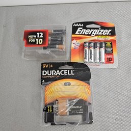 5 AAA Duracell Batteries, 1 9V Battery, 4 AAA Energizer Batteries, Never Opened-LOT