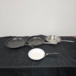 4 Frying Pans, One Is  A Kitchen Living Frying Pan Lot