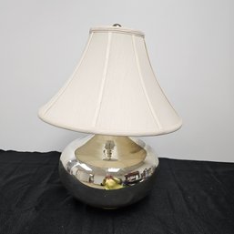 Silver Lamp With  White Shade