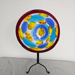 Red, Yellow, Blue Plate On Stand