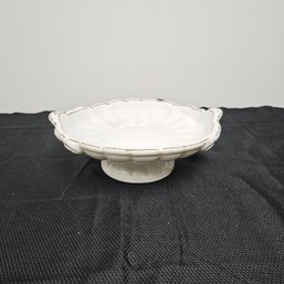 White Distressed Bowl On Pedestal