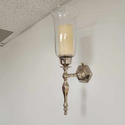 Chrome And Glass Wall Sconce With Candle