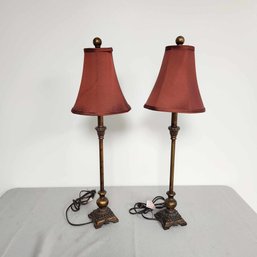 Pair Of Wine Stitch Lamps