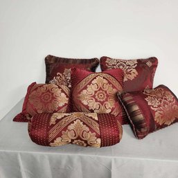 Wine Fabric Pillows Lot Of 6