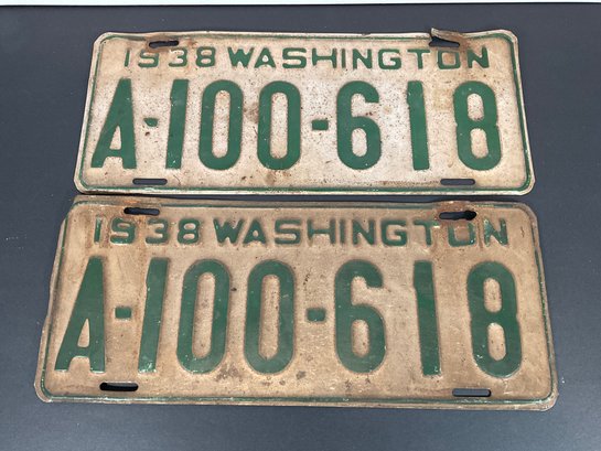1938 Washington License Plates -