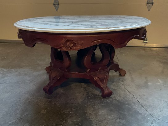 Antique Marble Top Round Coffee Table 36'