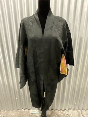 Vintage Black Silk Kimono Top - #2