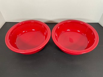 (2) Red Fiestaware Bowls - 8 1/2'