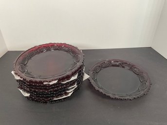(10) Avon Red Glass 7 1/4'Plates