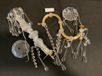 Glass & Brass 10 Arm (Tear Drop Crystal) Chandelier (Murano?) - (DM)