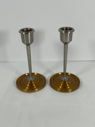 MCM Brass/Silver Candlesticks