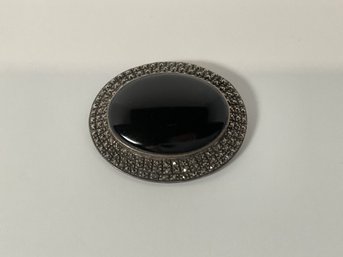 Black Onyx /Sterling Brooch - Thailand